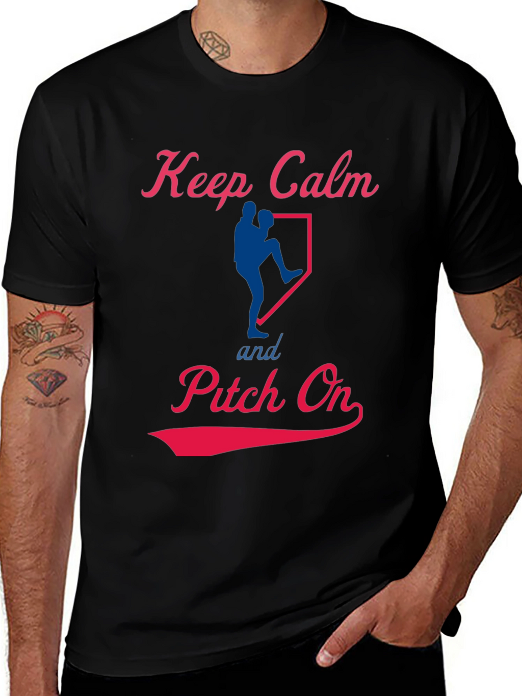 Keep Calm Pitch On Baseball T-Shirt