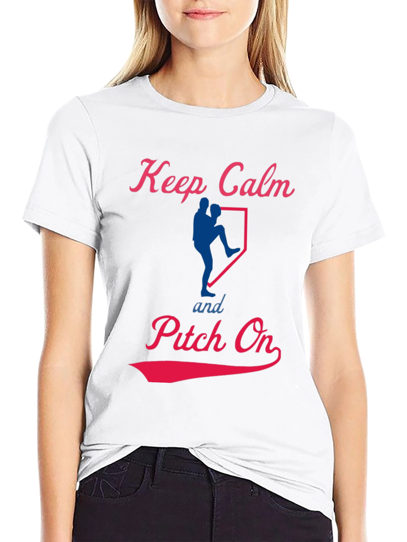 Keep Calm Pitch On Baseball T-Shirt