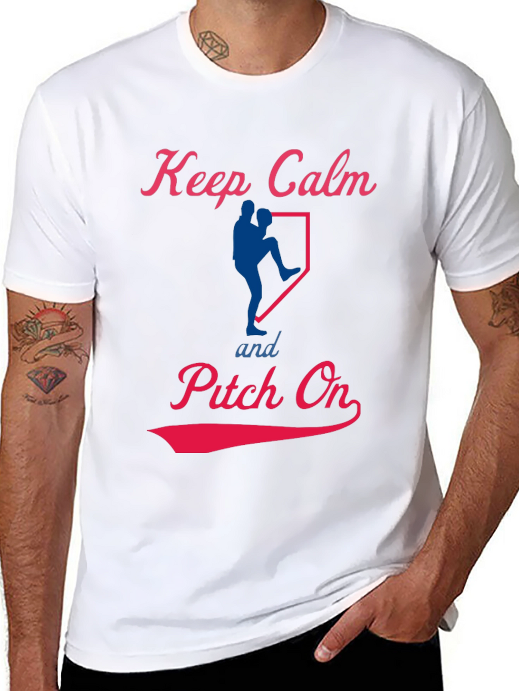 Keep Calm Pitch On Baseball T-Shirt