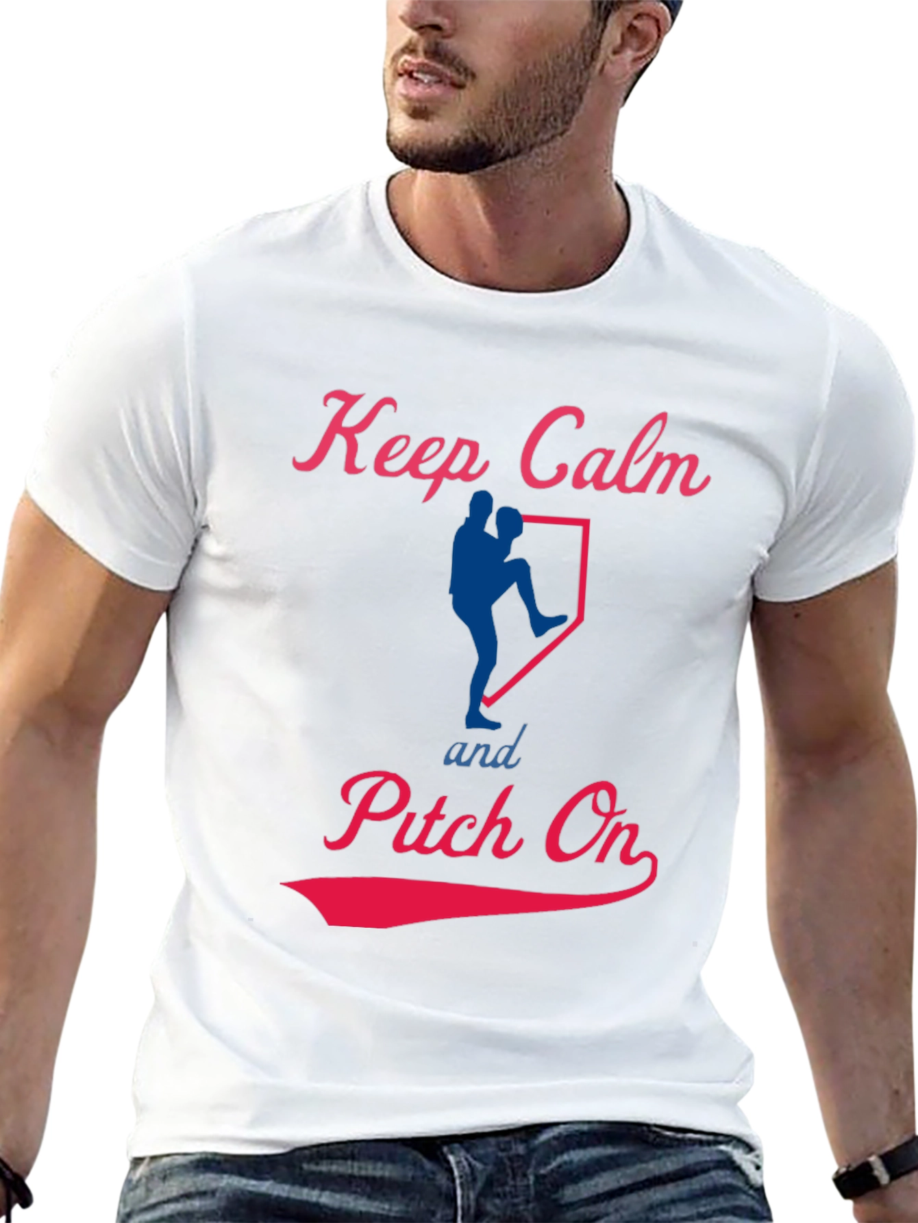 Keep Calm Pitch On Baseball T-Shirt