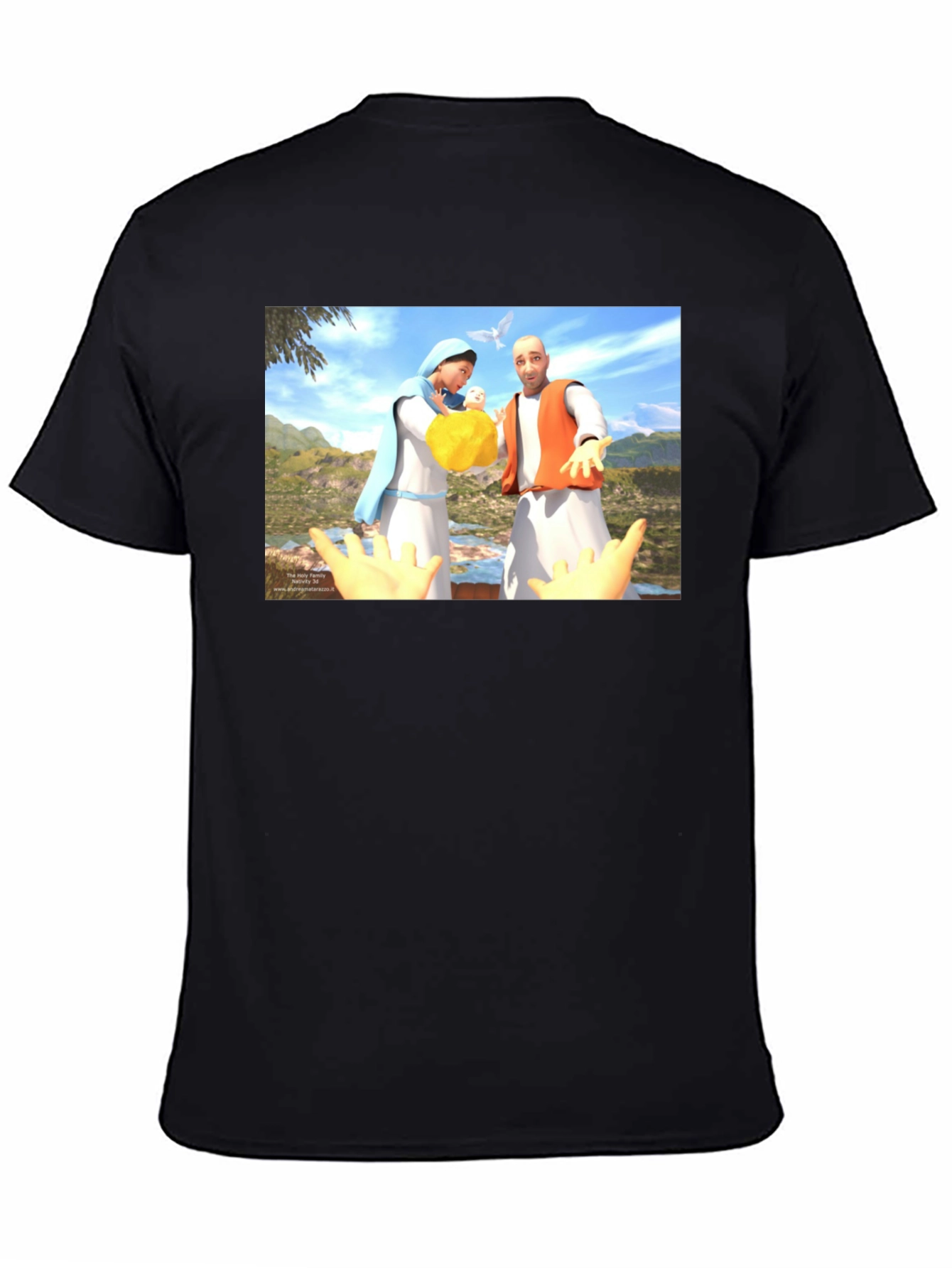 Illustrated Religious Graphic Tee - Black