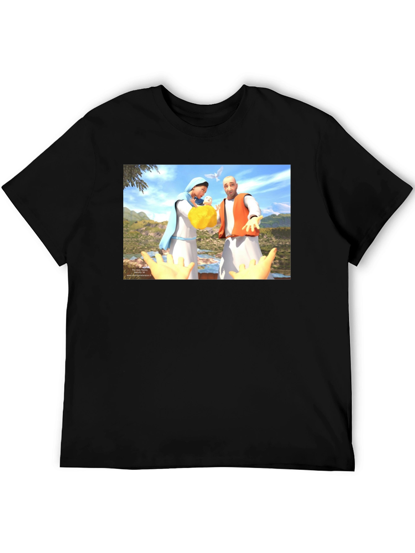 Illustrated Religious Graphic Tee - Black