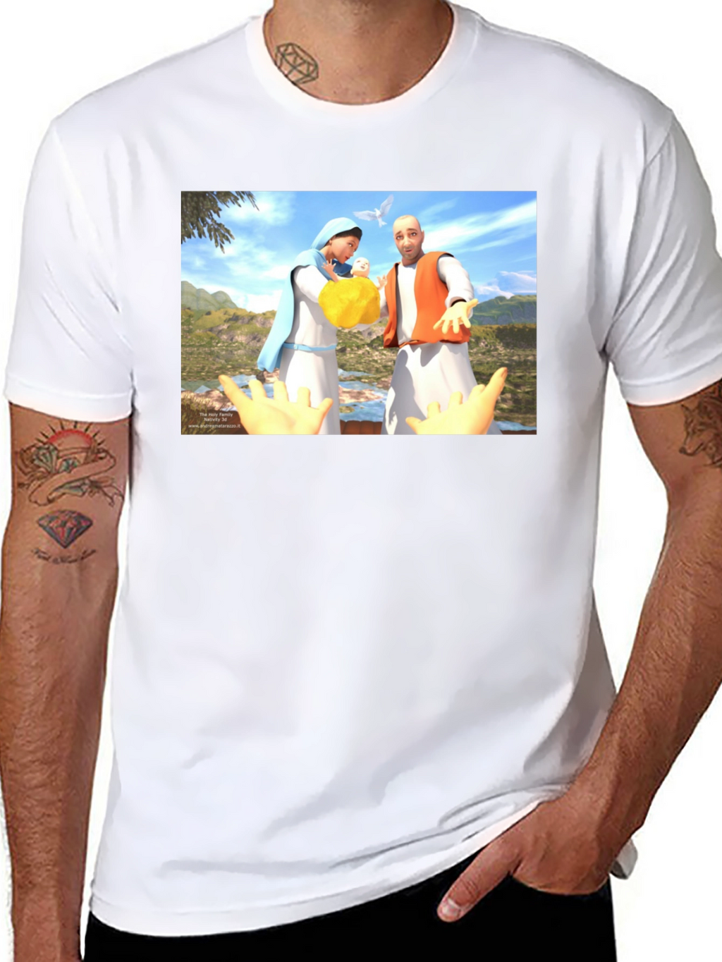 Illustrated Religious Graphic Tee - Black