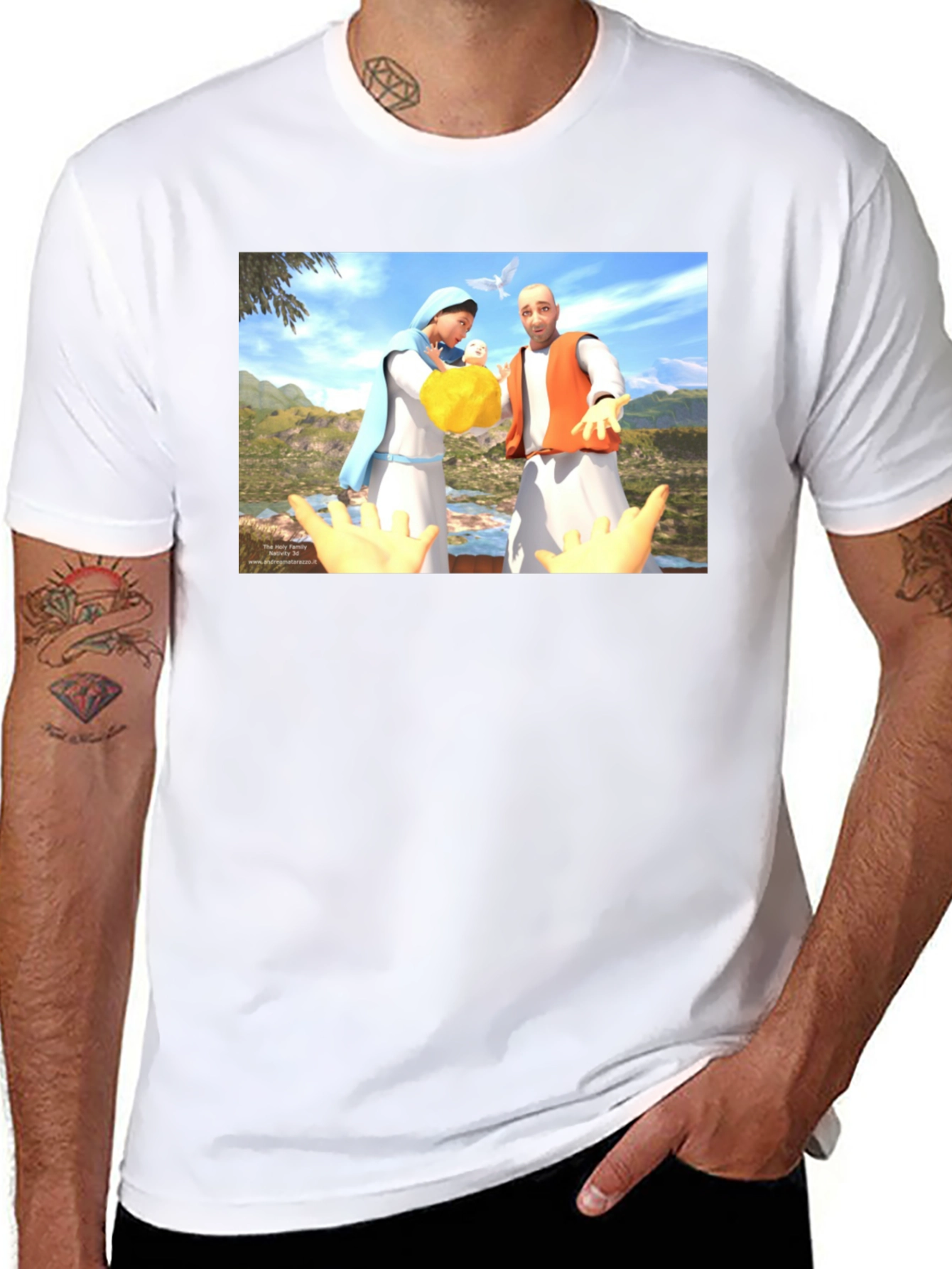 Illustrated Religious Graphic Tee - Black