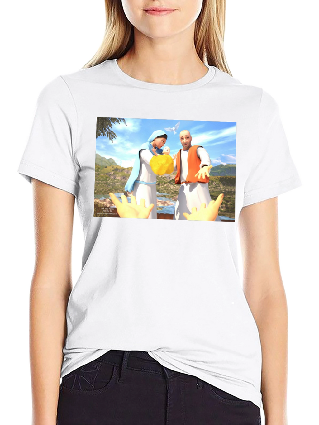 Illustrated Religious Graphic Tee - Black