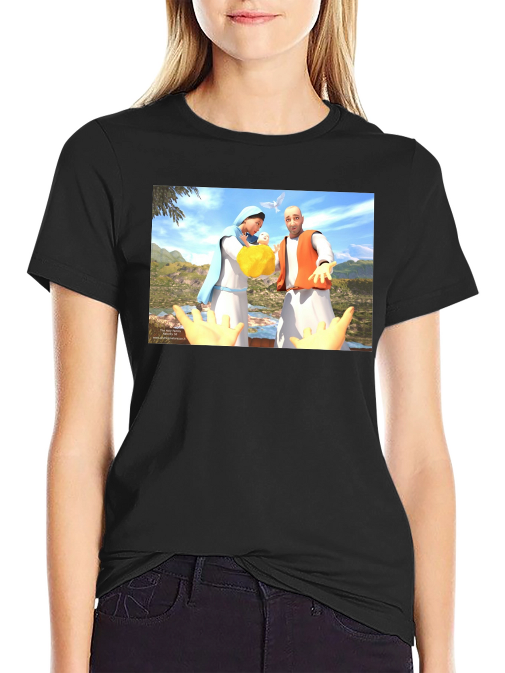 Illustrated Religious Graphic Tee - Black