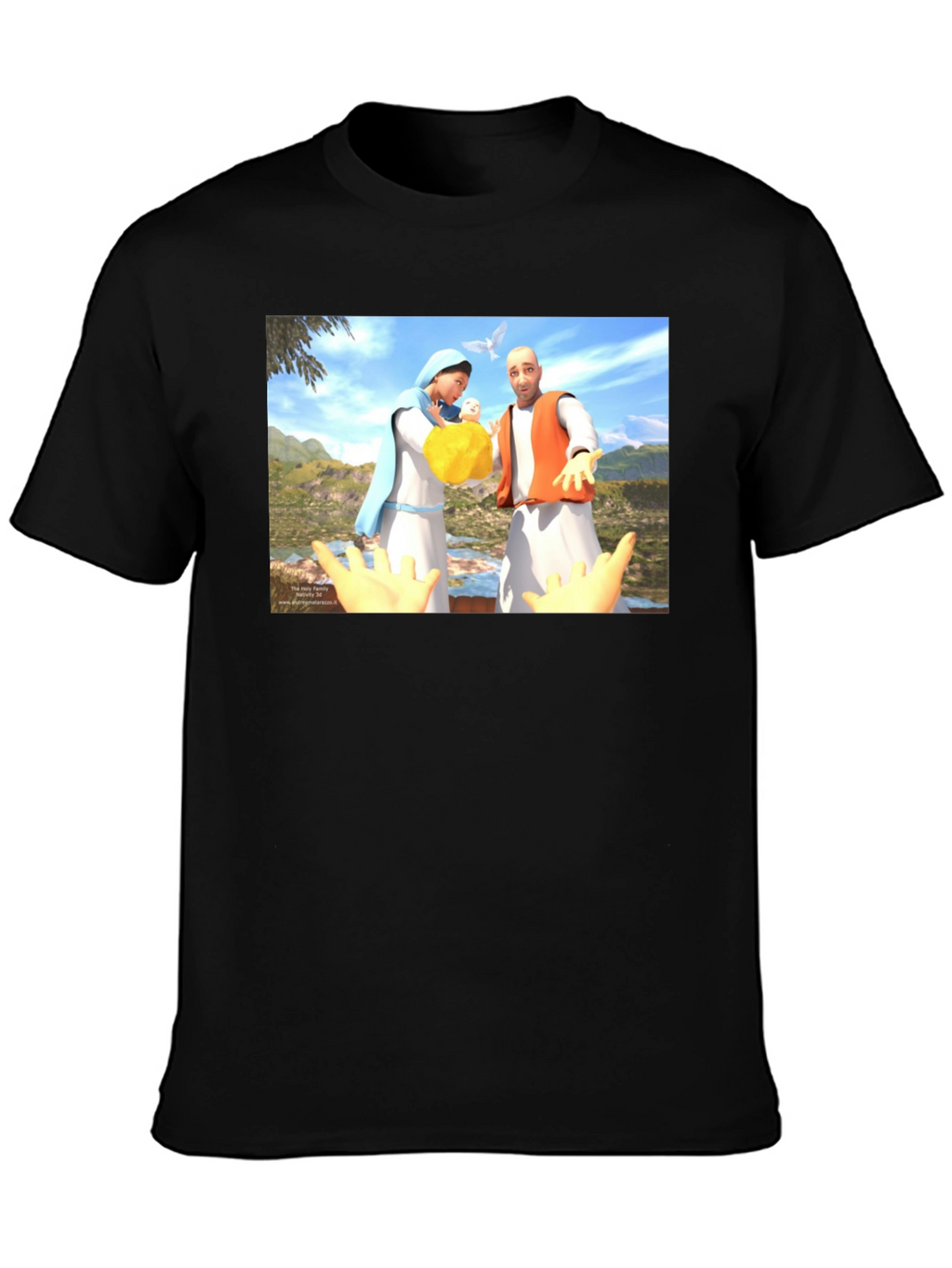 Illustrated Religious Graphic Tee - Black