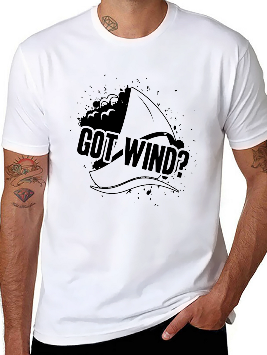Got Wind? Black Graphic T-Shirt - Sailing Design