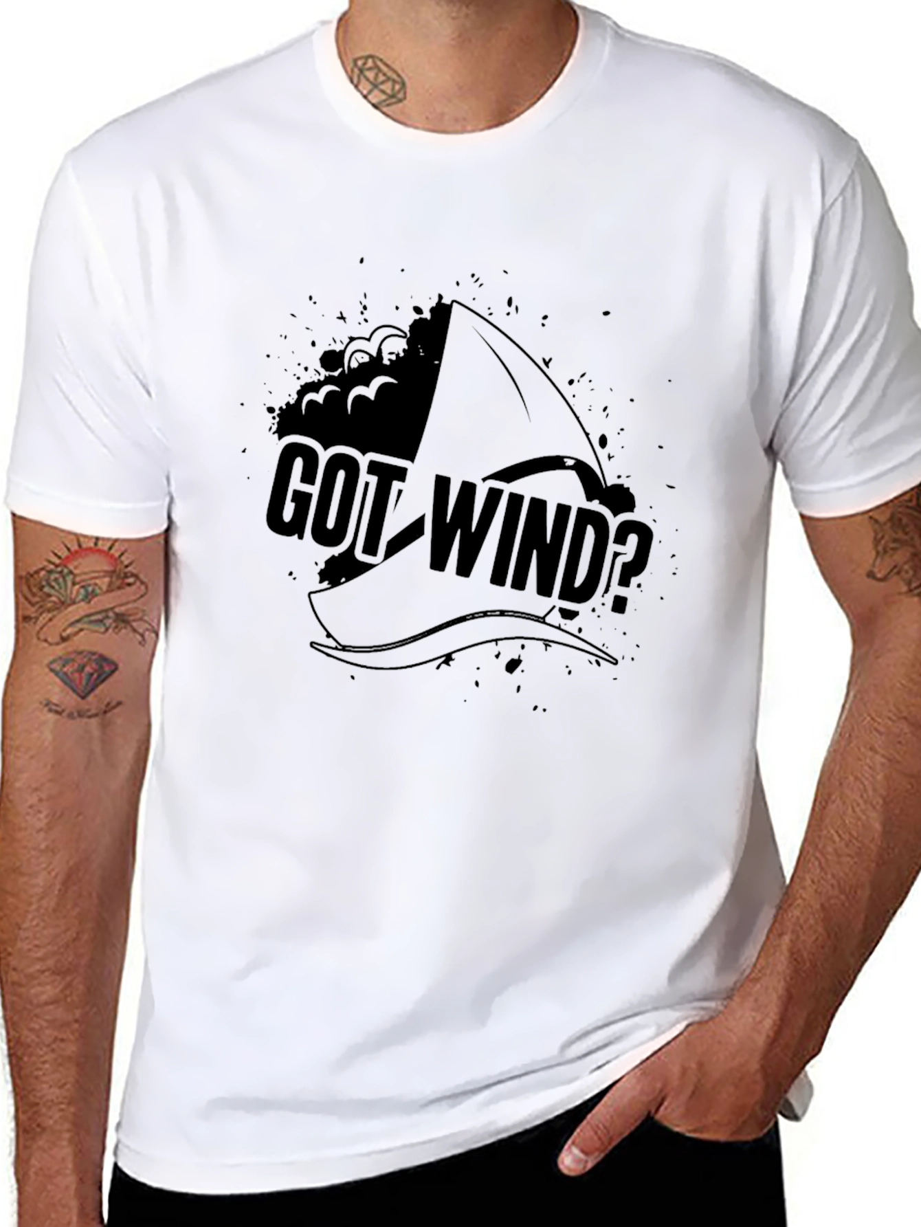 Got Wind? Black Graphic T-Shirt - Sailing Design