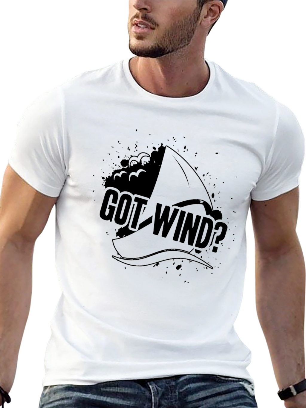 Got Wind? Black Graphic T-Shirt - Sailing Design