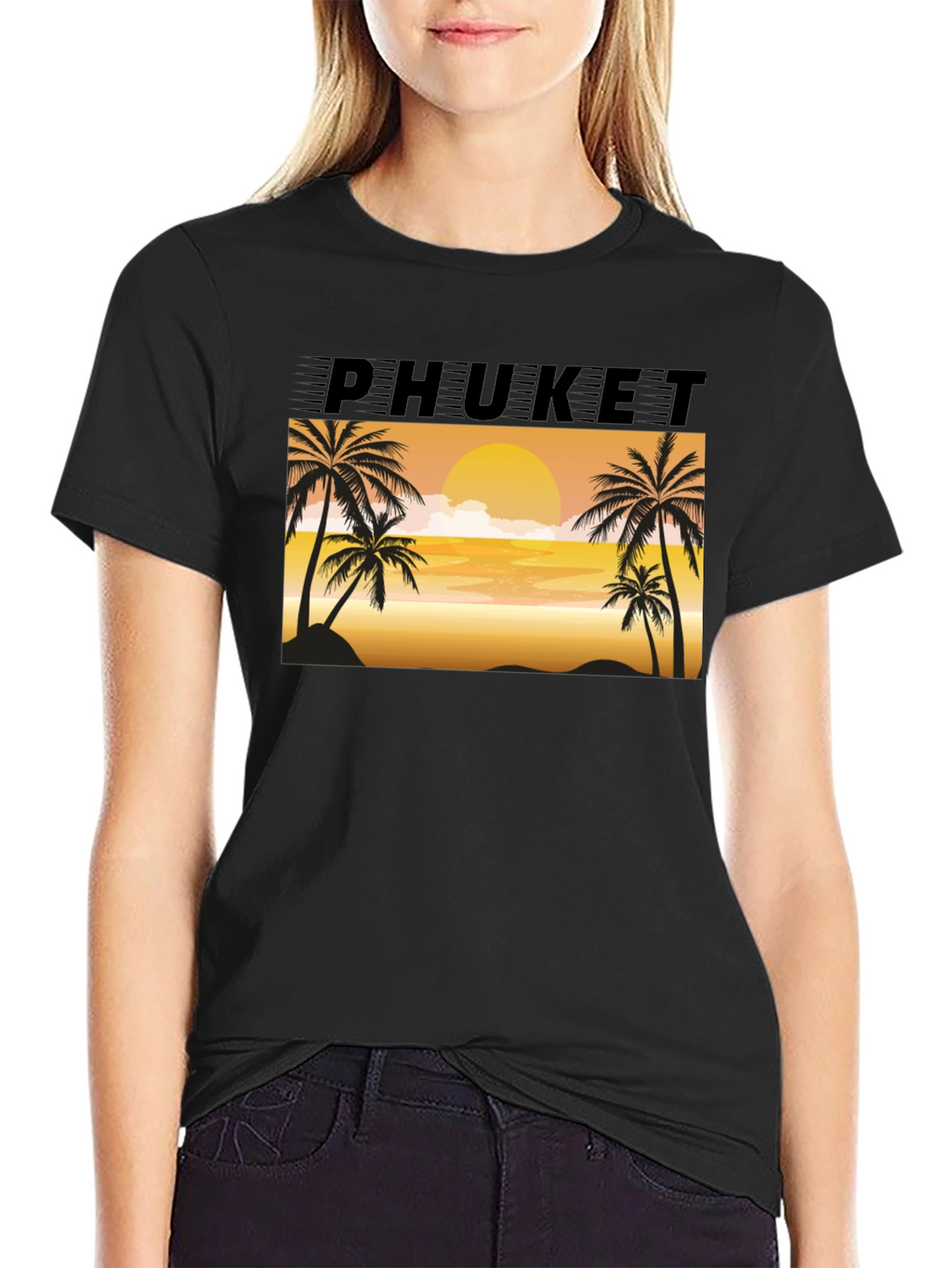 Phuket Sunset Palm Tree Graphic Tee
