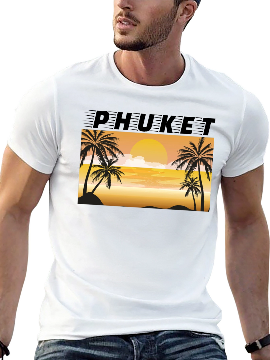 Phuket Sunset Palm Tree Graphic Tee