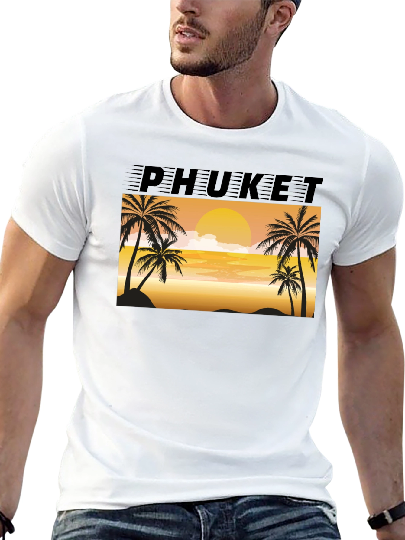 Phuket Sunset Palm Tree Graphic Tee