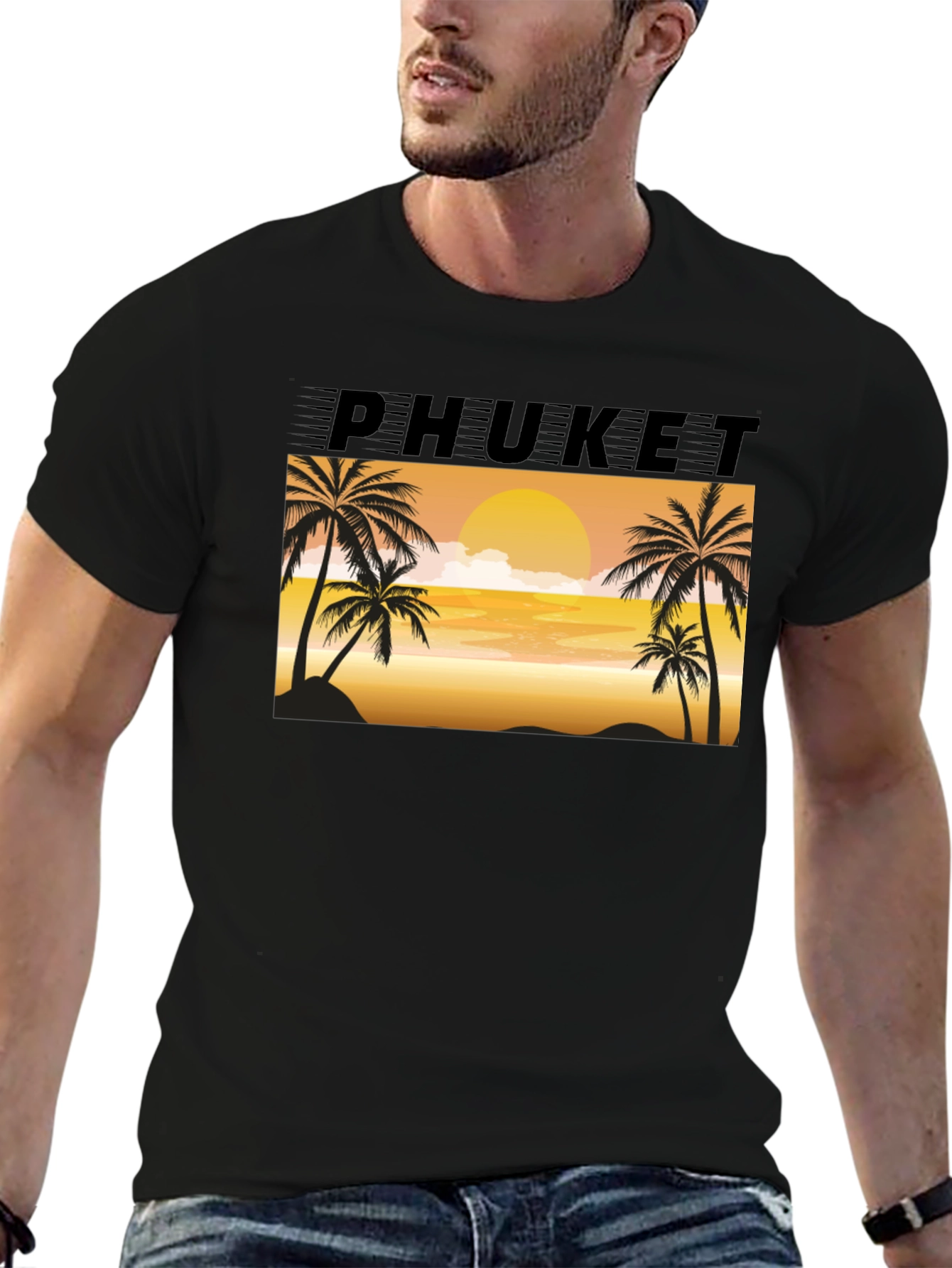 Phuket Sunset Palm Tree Graphic Tee