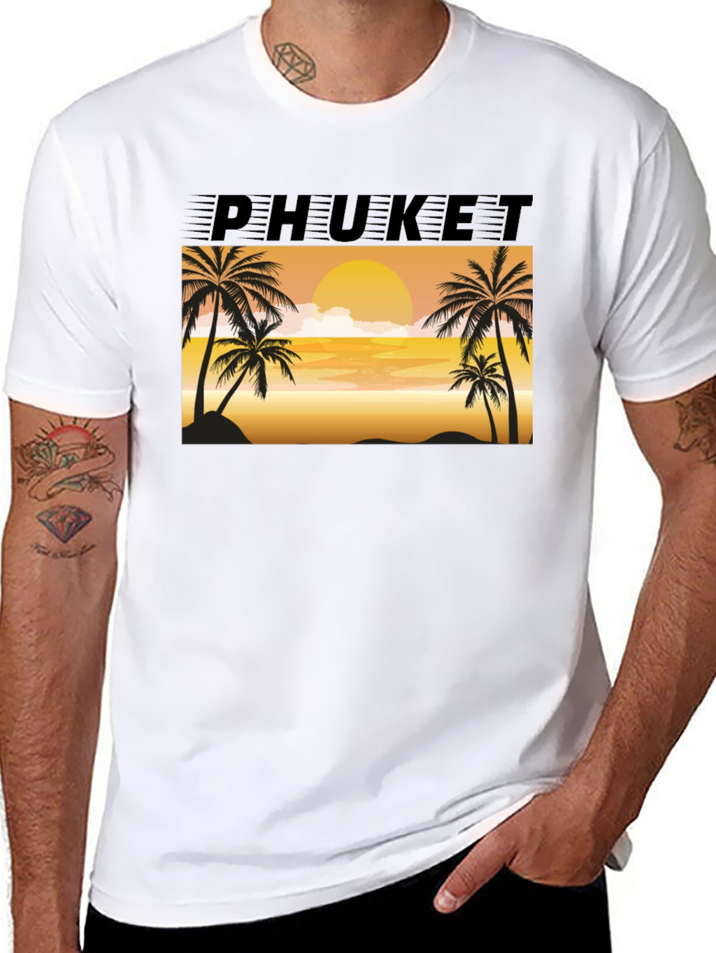Phuket Sunset Palm Tree Graphic Tee