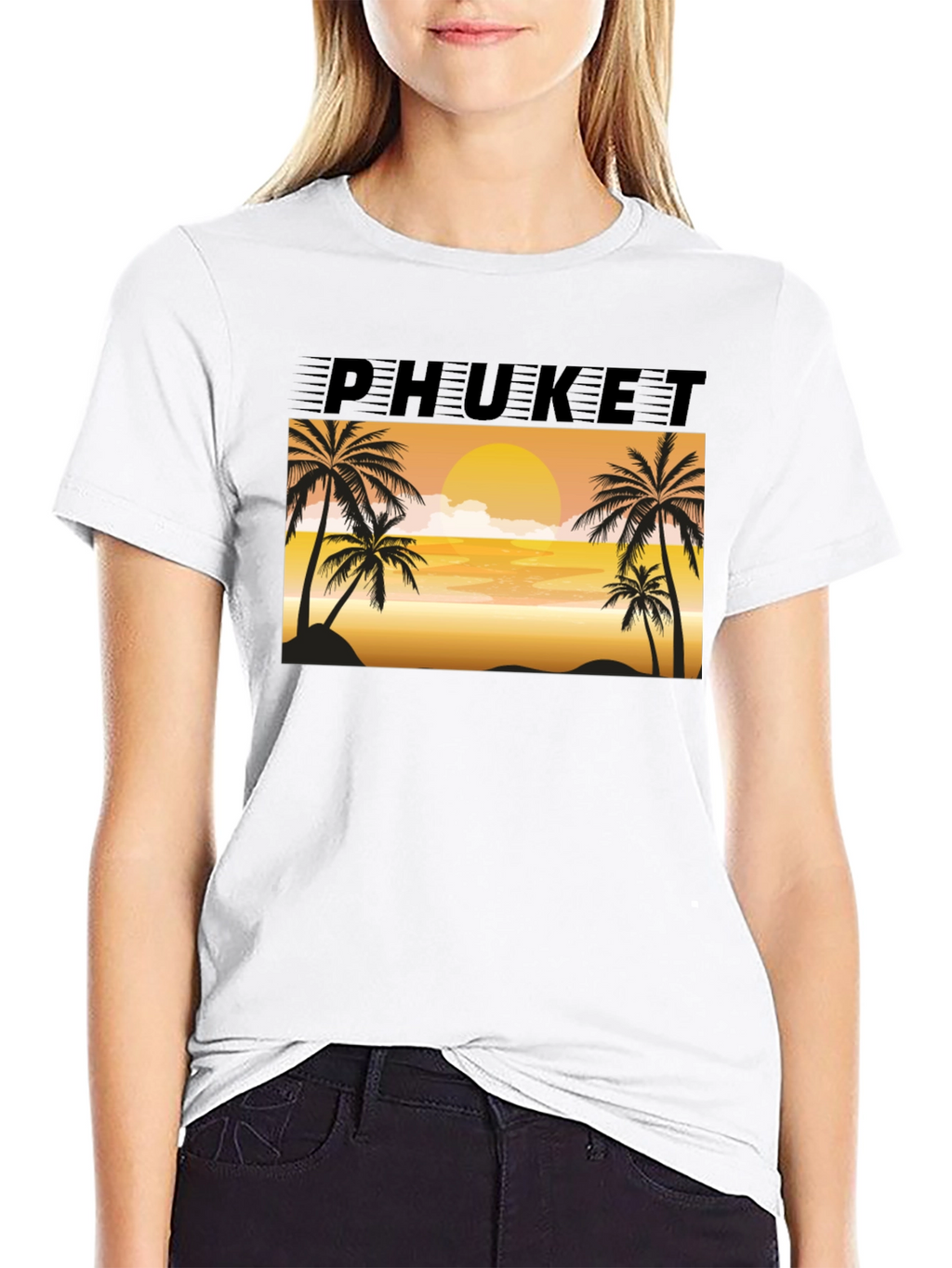 Phuket Sunset Palm Tree Graphic Tee