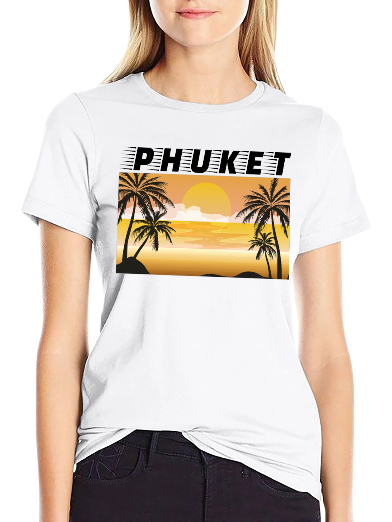Phuket Sunset Palm Tree Graphic Tee