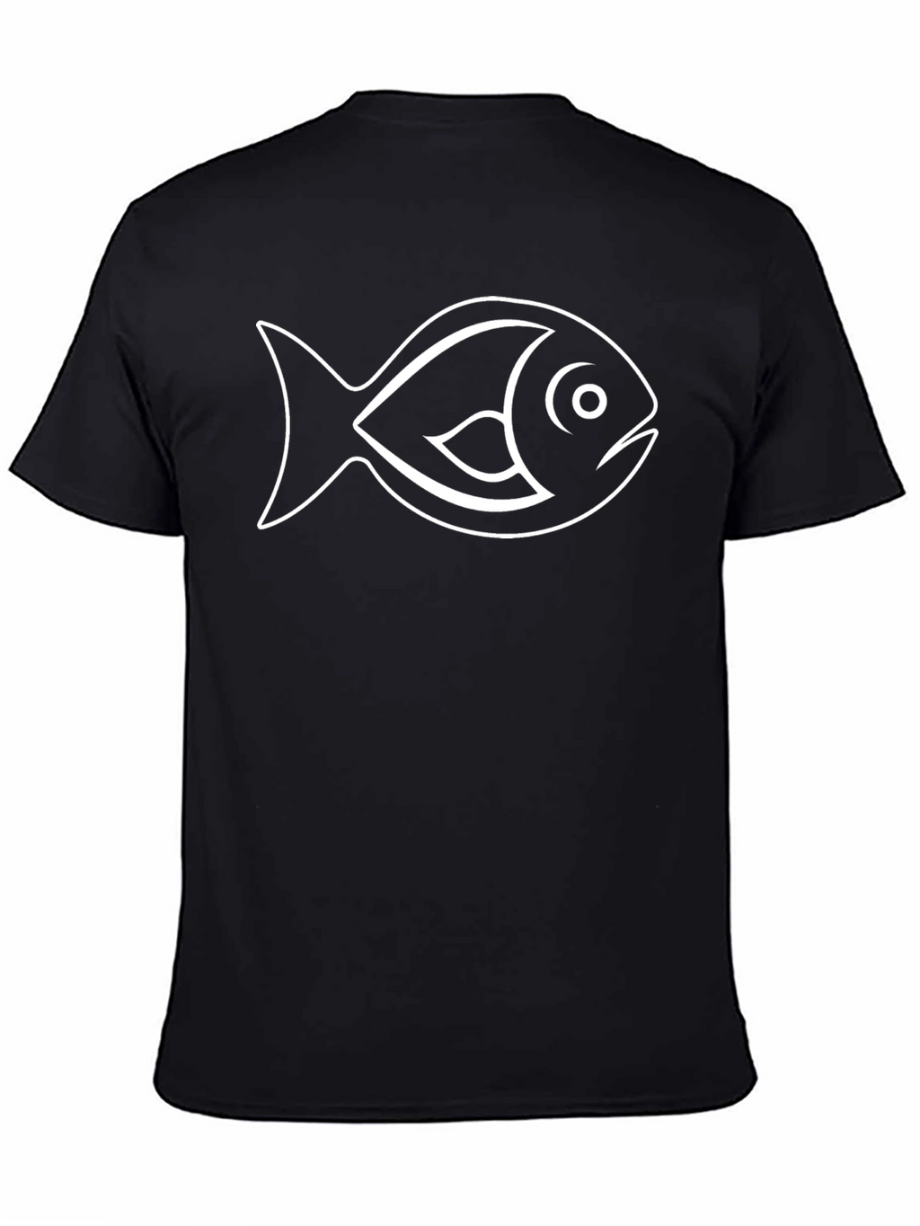 Black T-Shirt with Fish Outline Graphic
