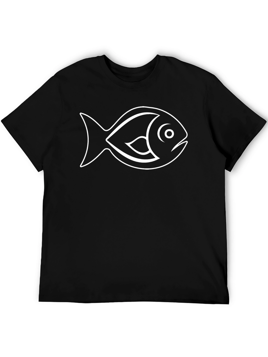 Black T-Shirt with Fish Outline Graphic