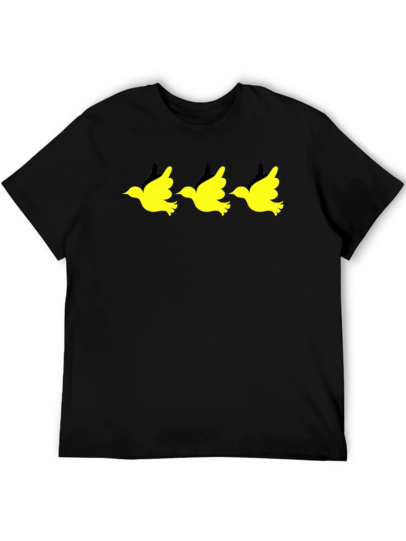 Black T-Shirt with Yellow Bird Graphic