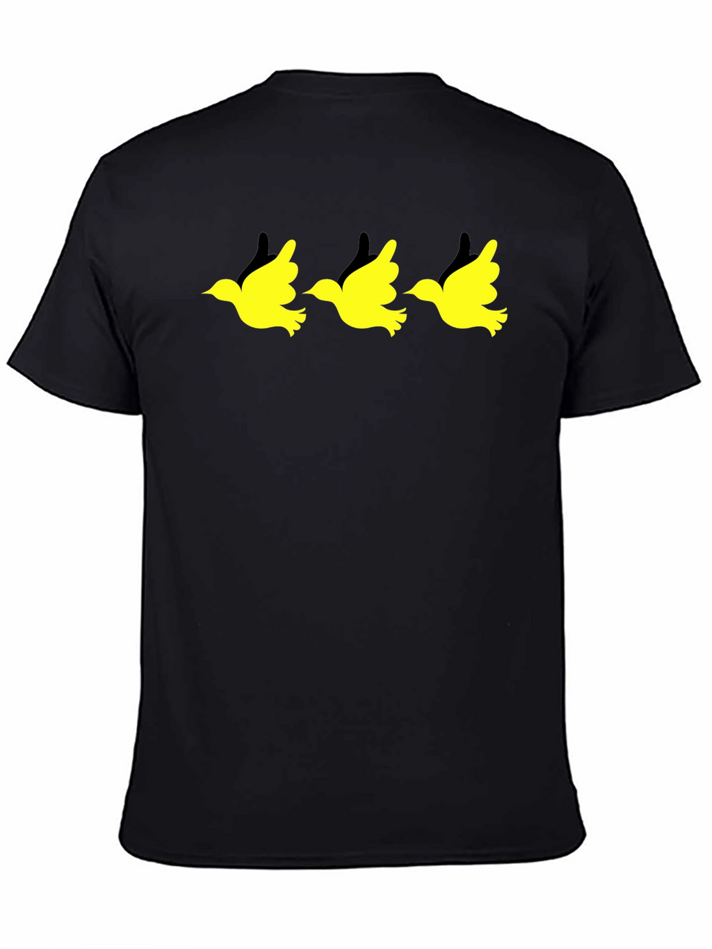 Black T-Shirt with Yellow Bird Graphic