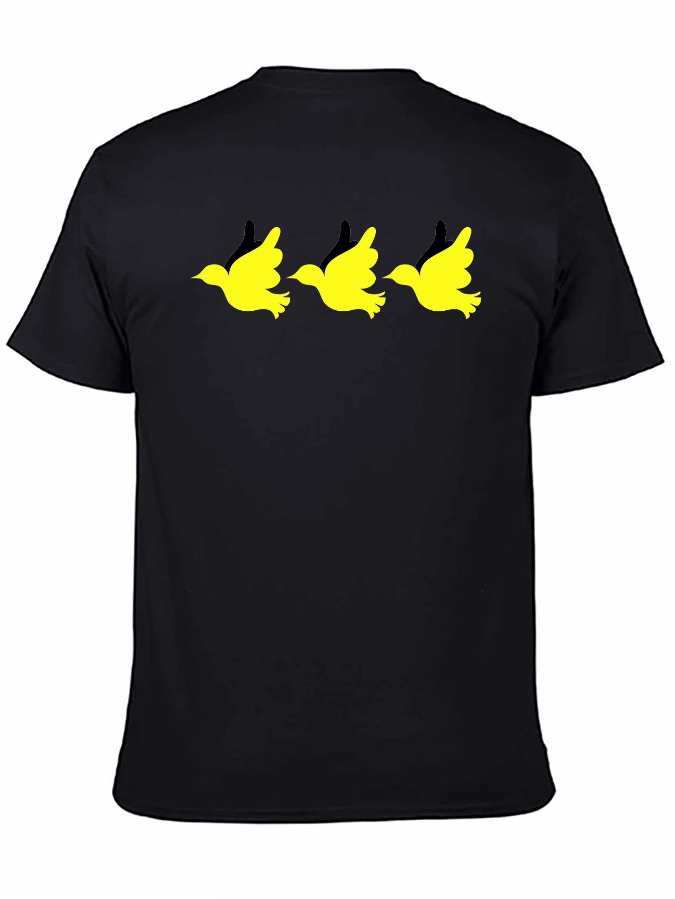 Black T-Shirt with Yellow Bird Graphic