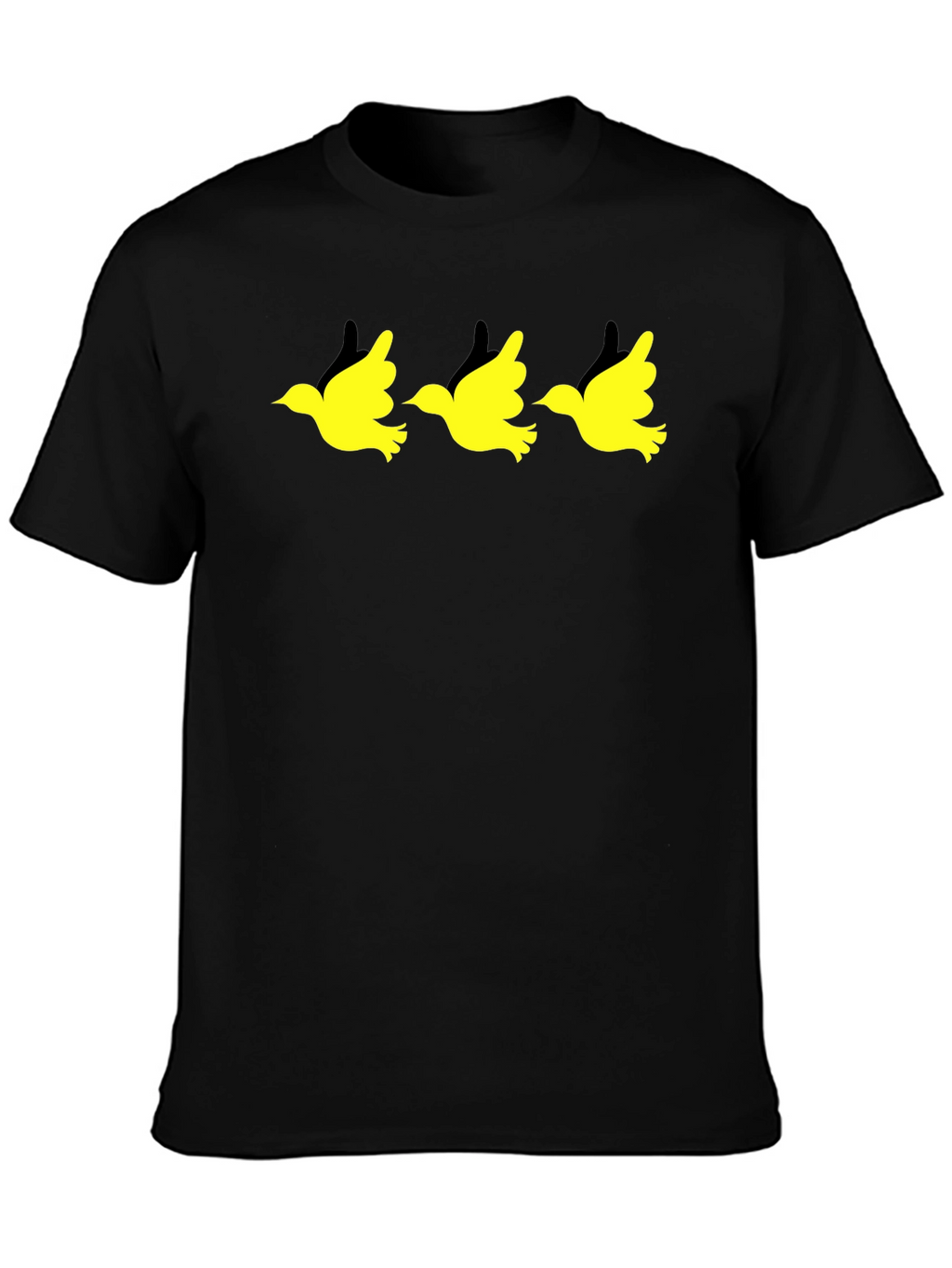 Black T-Shirt with Yellow Bird Graphic