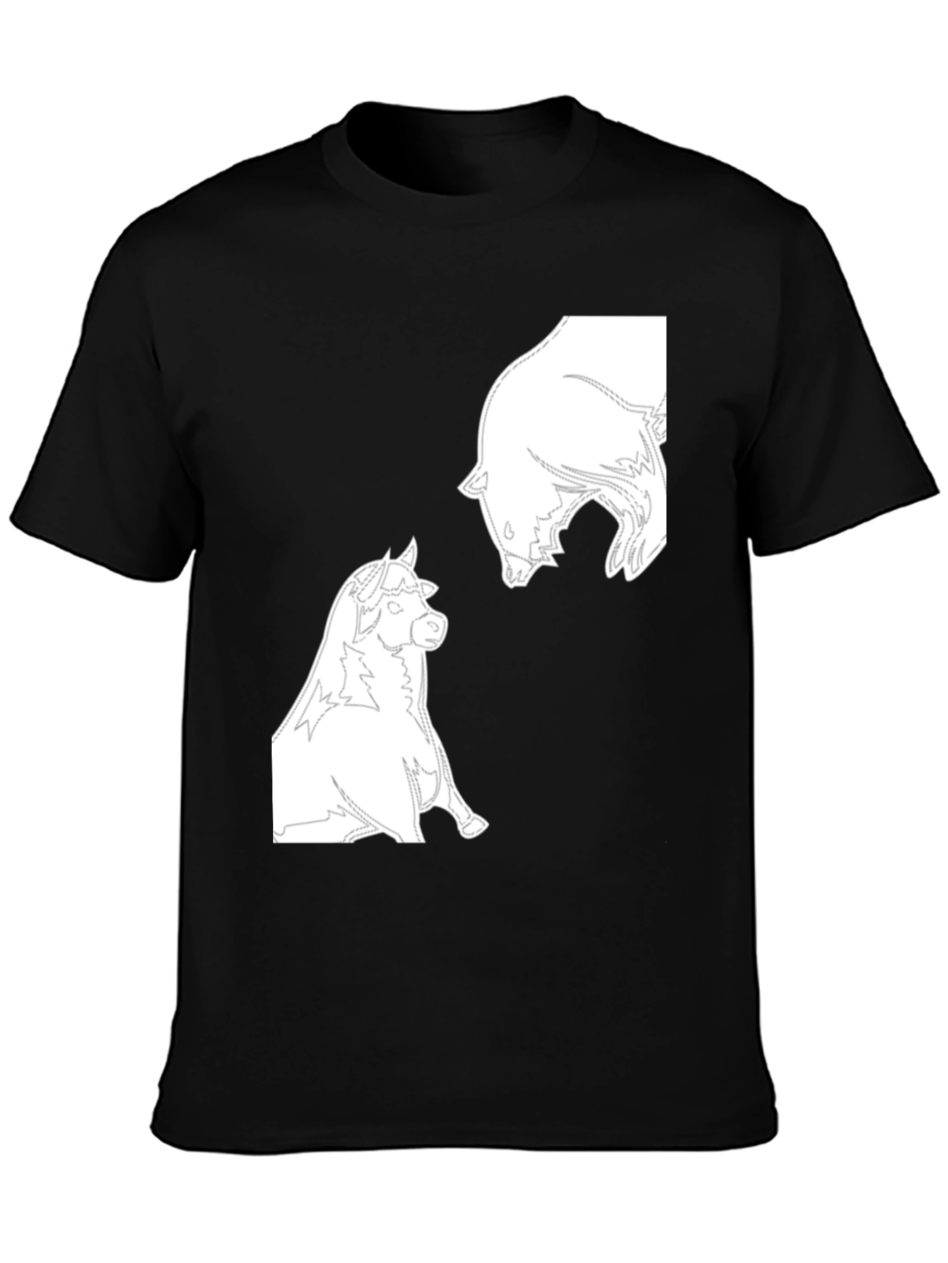 Bull vs Bear Graphic Tee - Black Cotton T-Shirt
