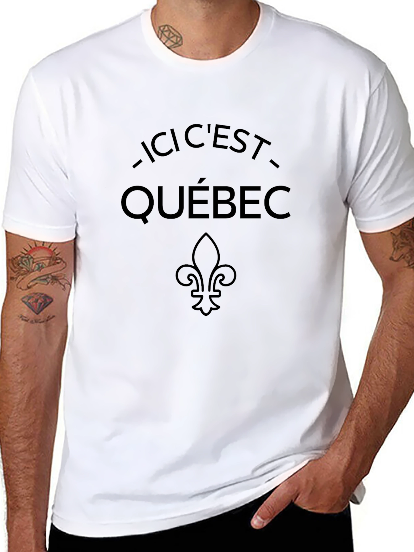 Ici Cest Quebec T-Shirt - Black Fleur-de-lis Graphic Tee