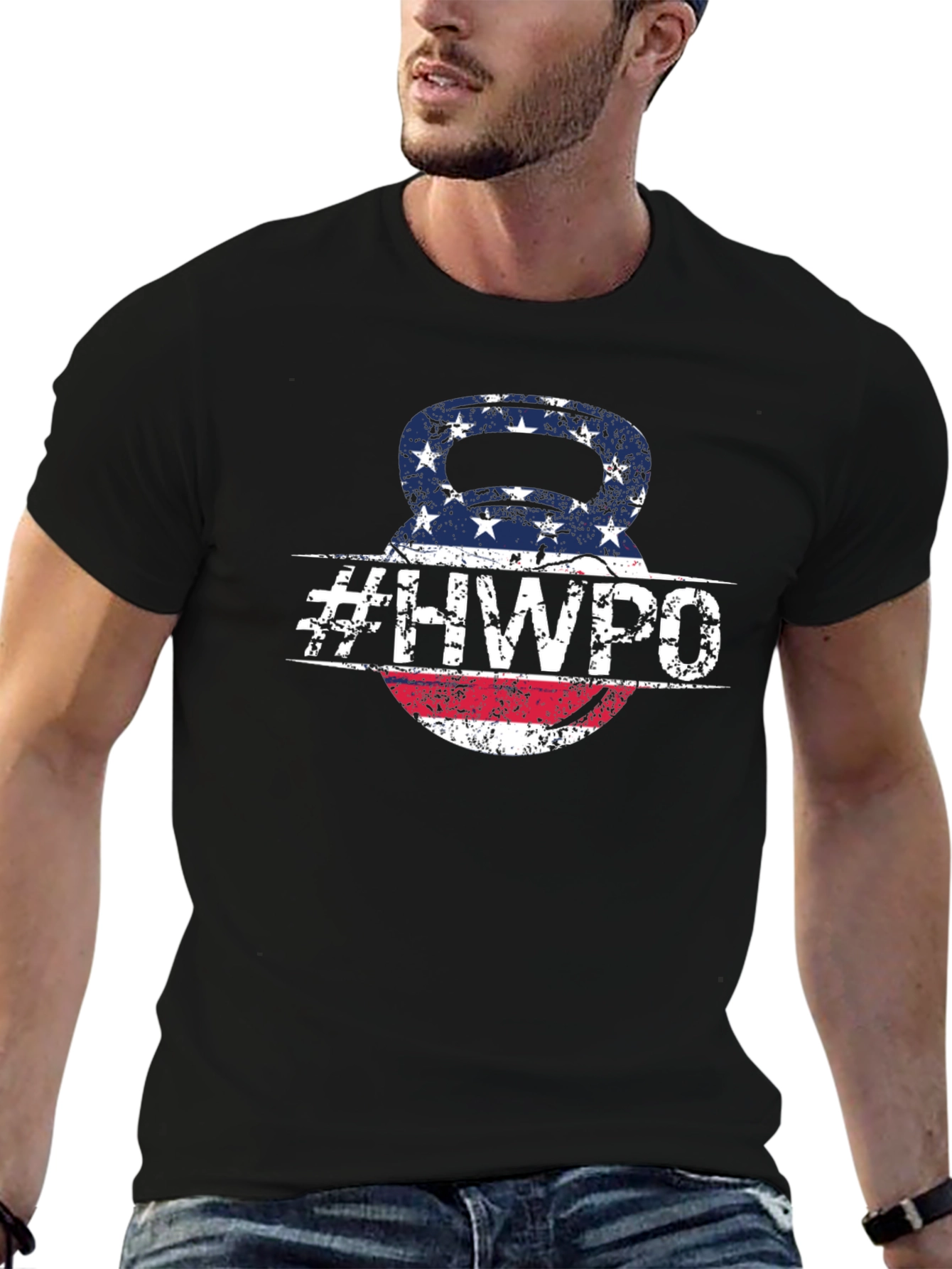 HWPO Kettlebell American Flag T-Shirt