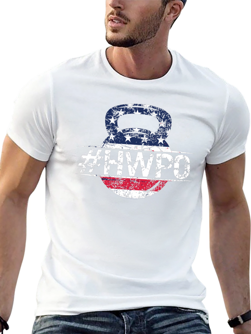 HWPO Kettlebell American Flag T-Shirt