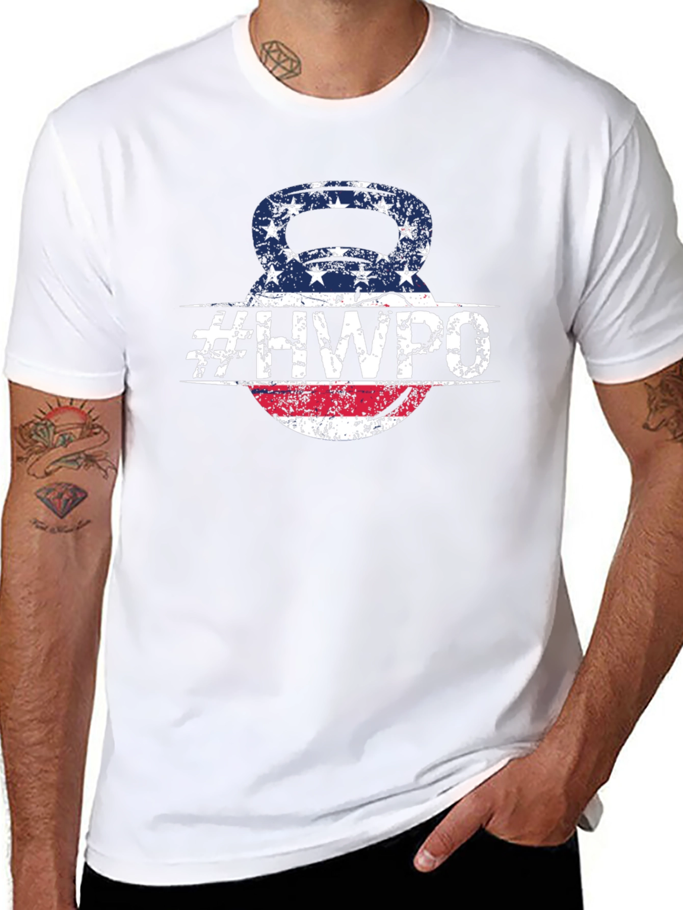 HWPO Kettlebell American Flag T-Shirt