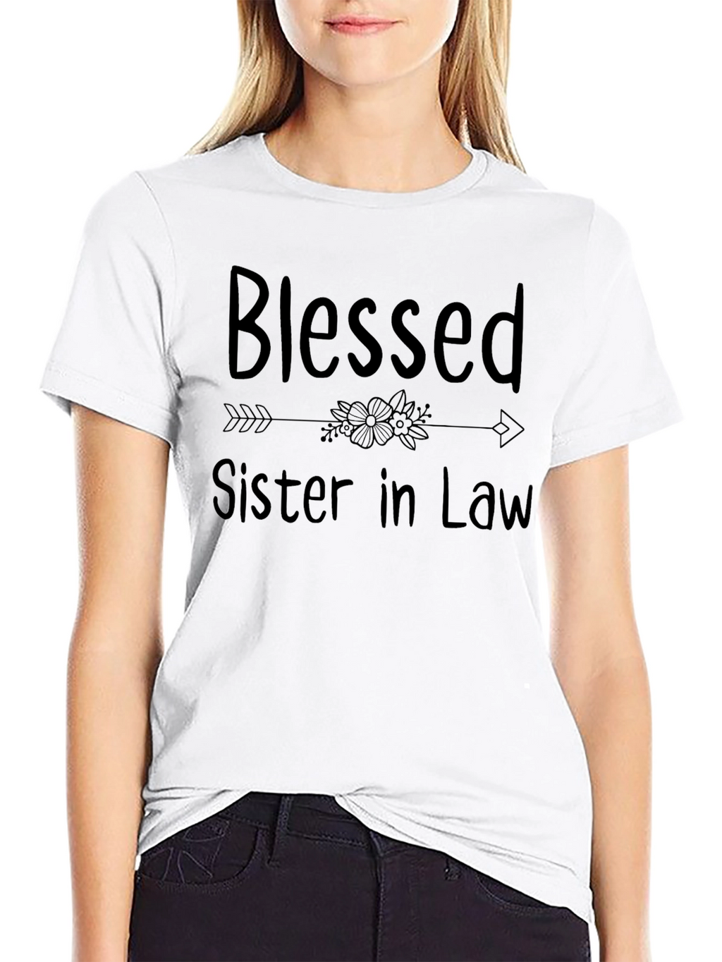 Blessed Sister in Law Black Graphic T-Shirt