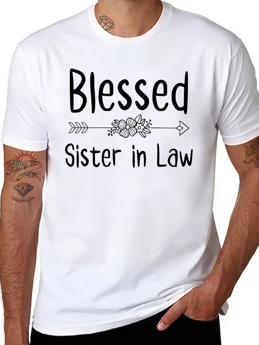 Blessed Sister in Law Black Graphic T-Shirt