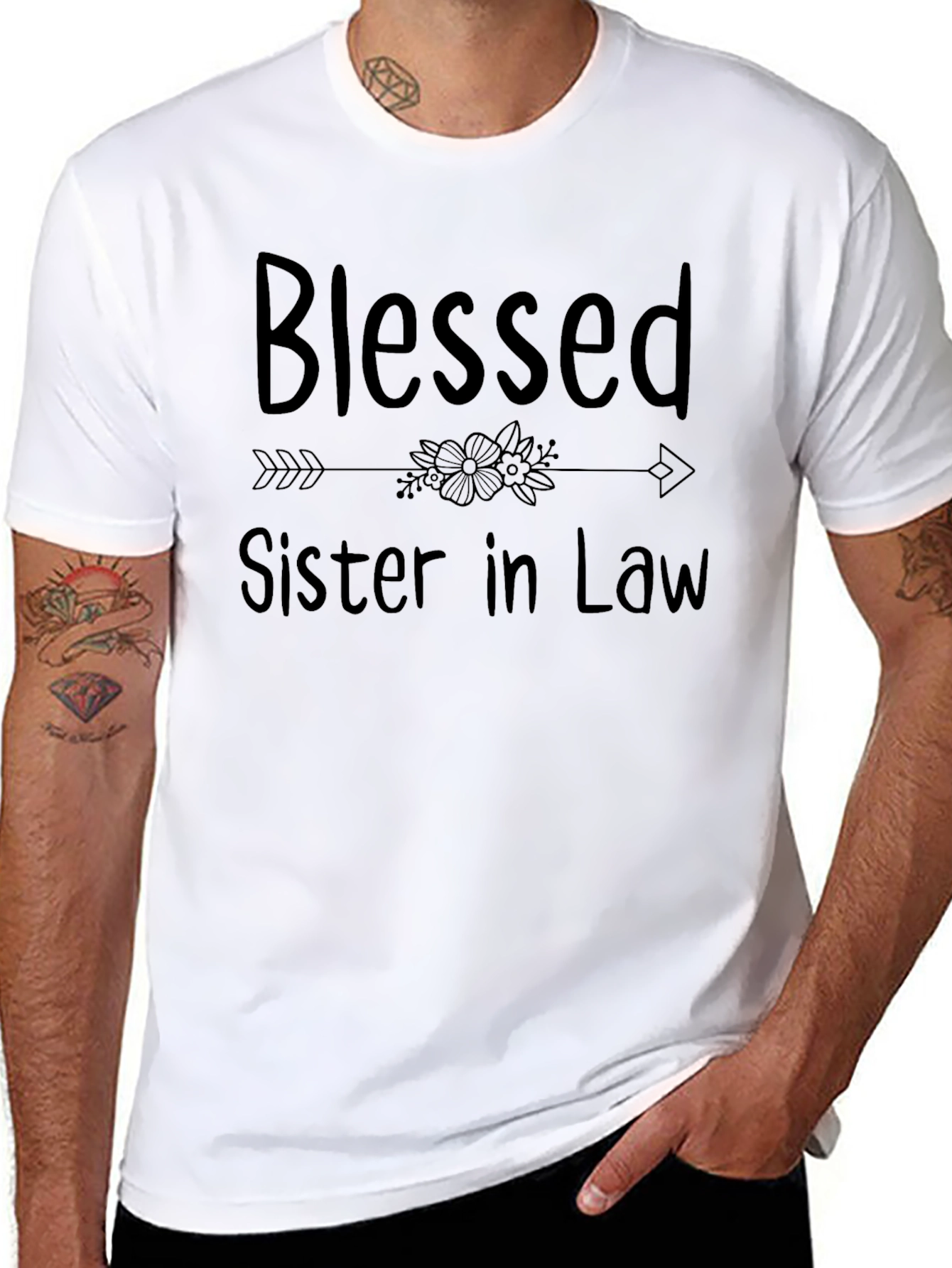Blessed Sister in Law Black Graphic T-Shirt