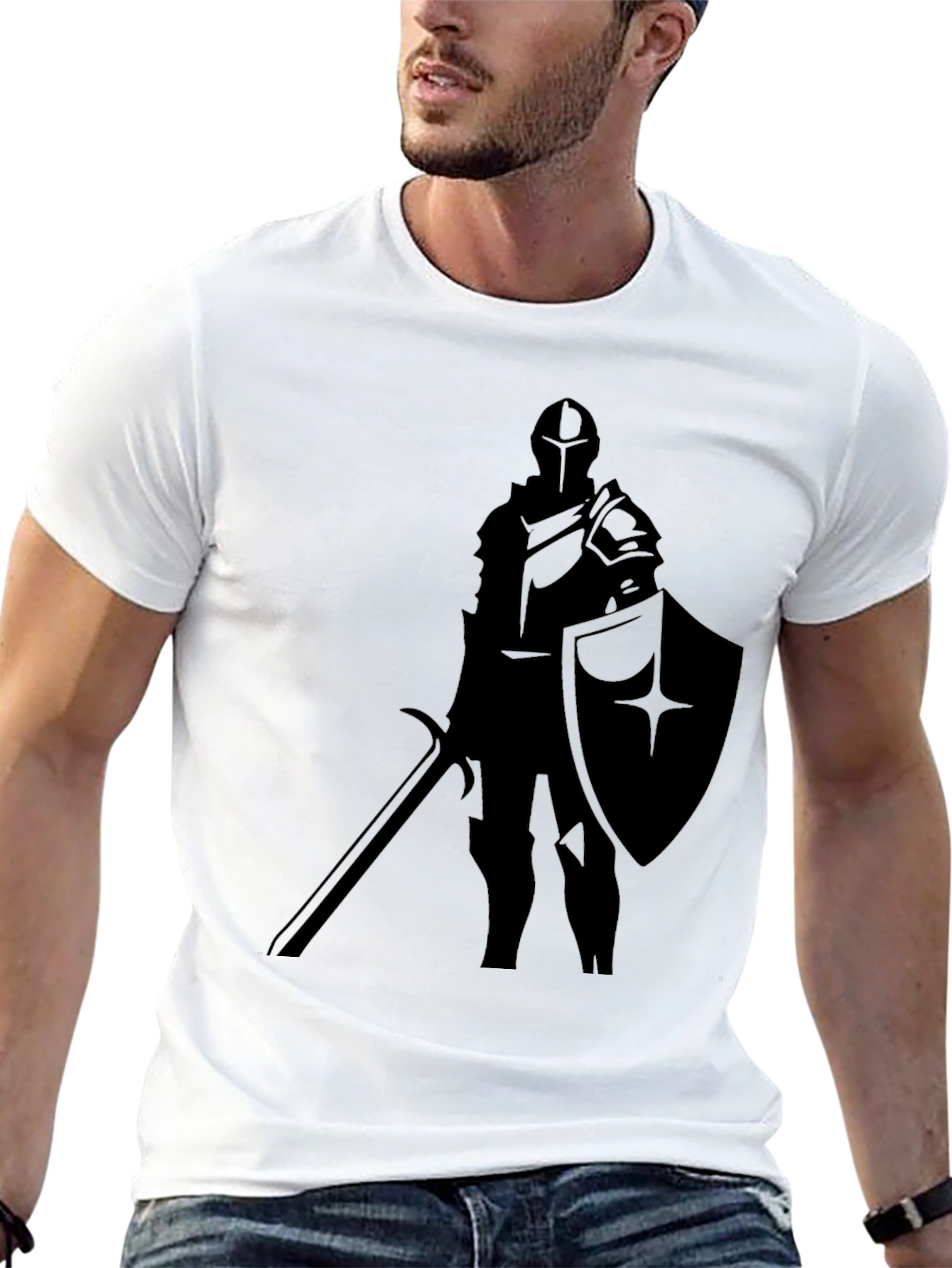 Knight Silhouette T-Shirt - Medieval Warrior Tee