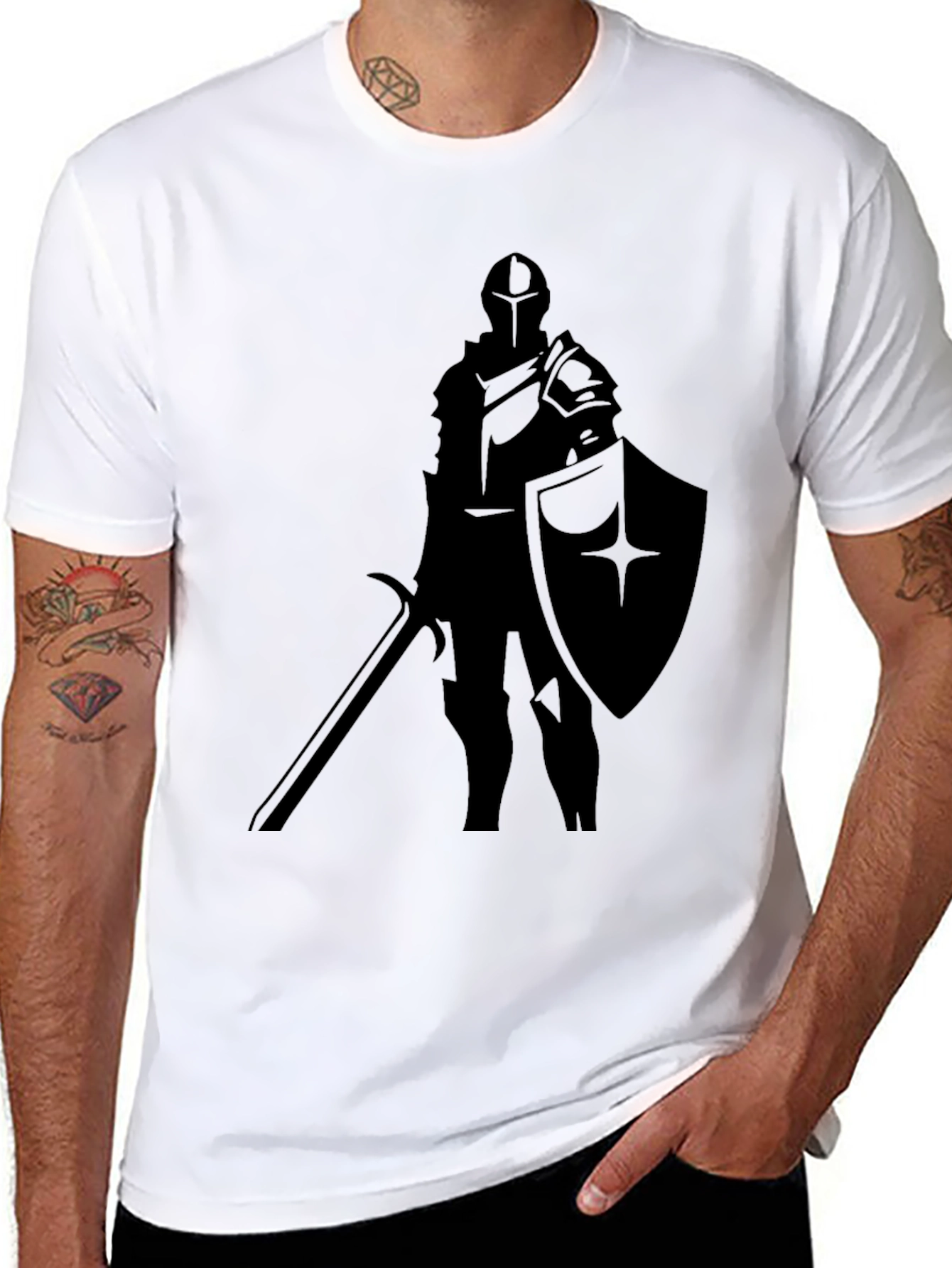 Knight Silhouette T-Shirt - Medieval Warrior Tee