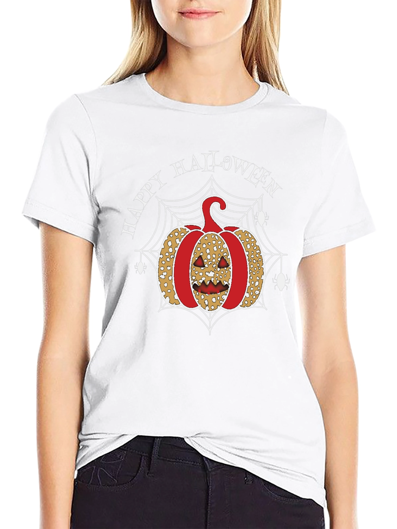 Halloween Pumpkin Spider Web T-Shirt