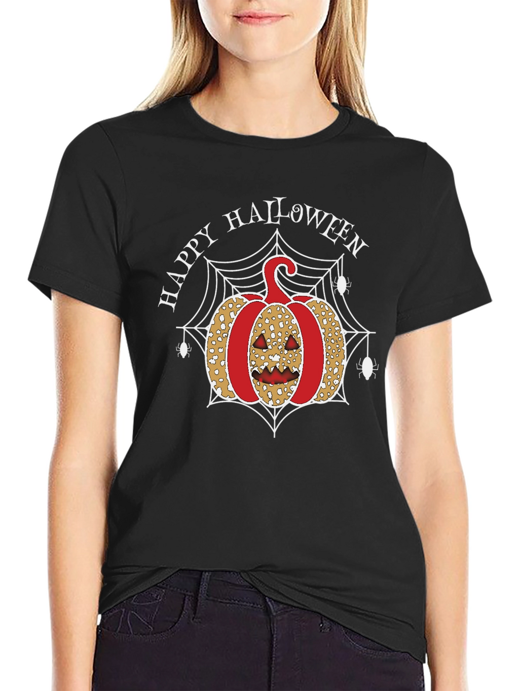 Halloween Pumpkin Spider Web T-Shirt