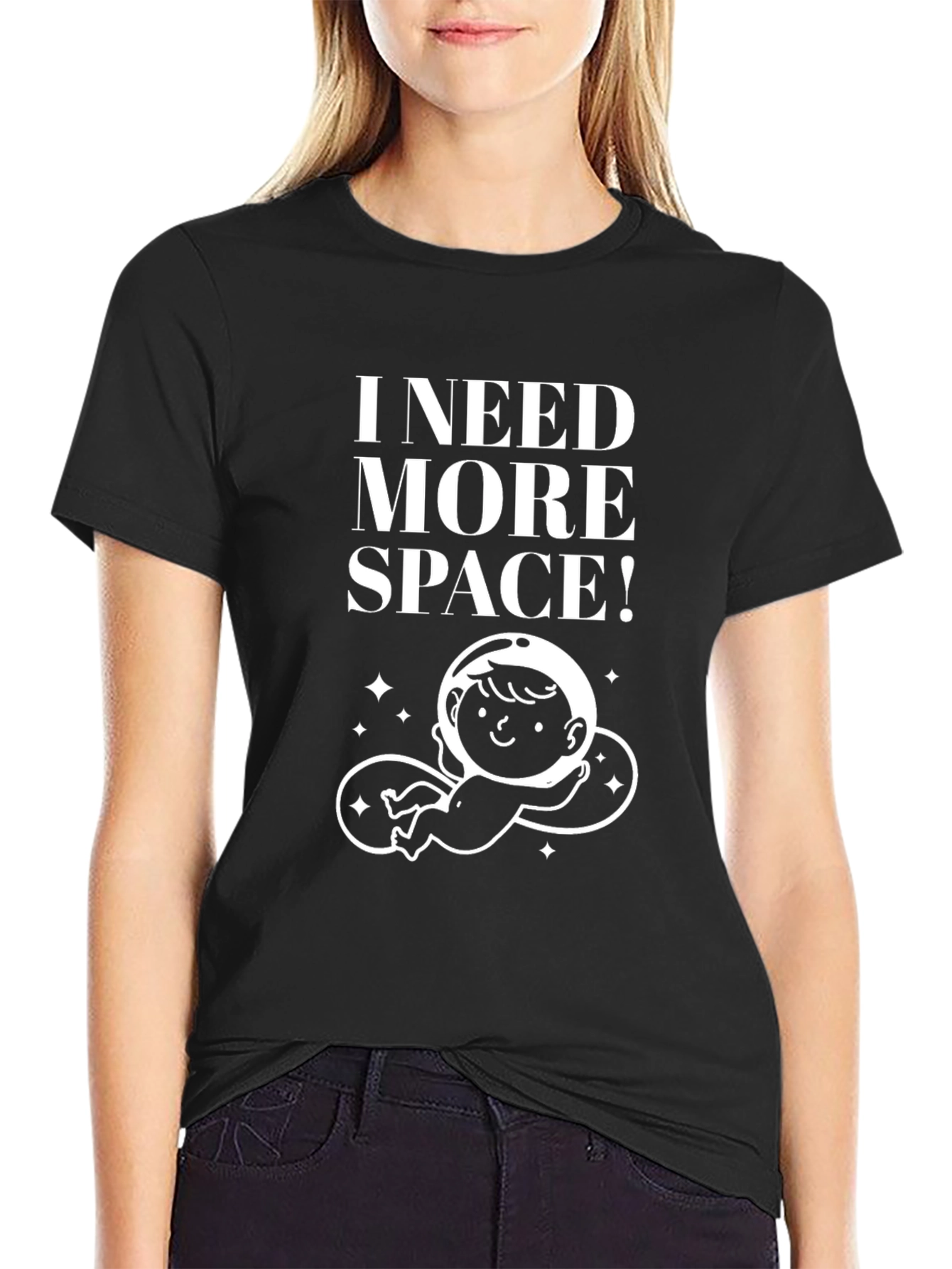 I Need More Space Black T-Shirt Astronaut Baby