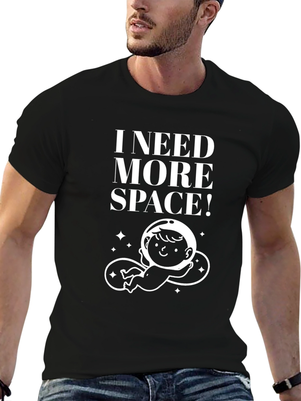 I Need More Space Black T-Shirt Astronaut Baby