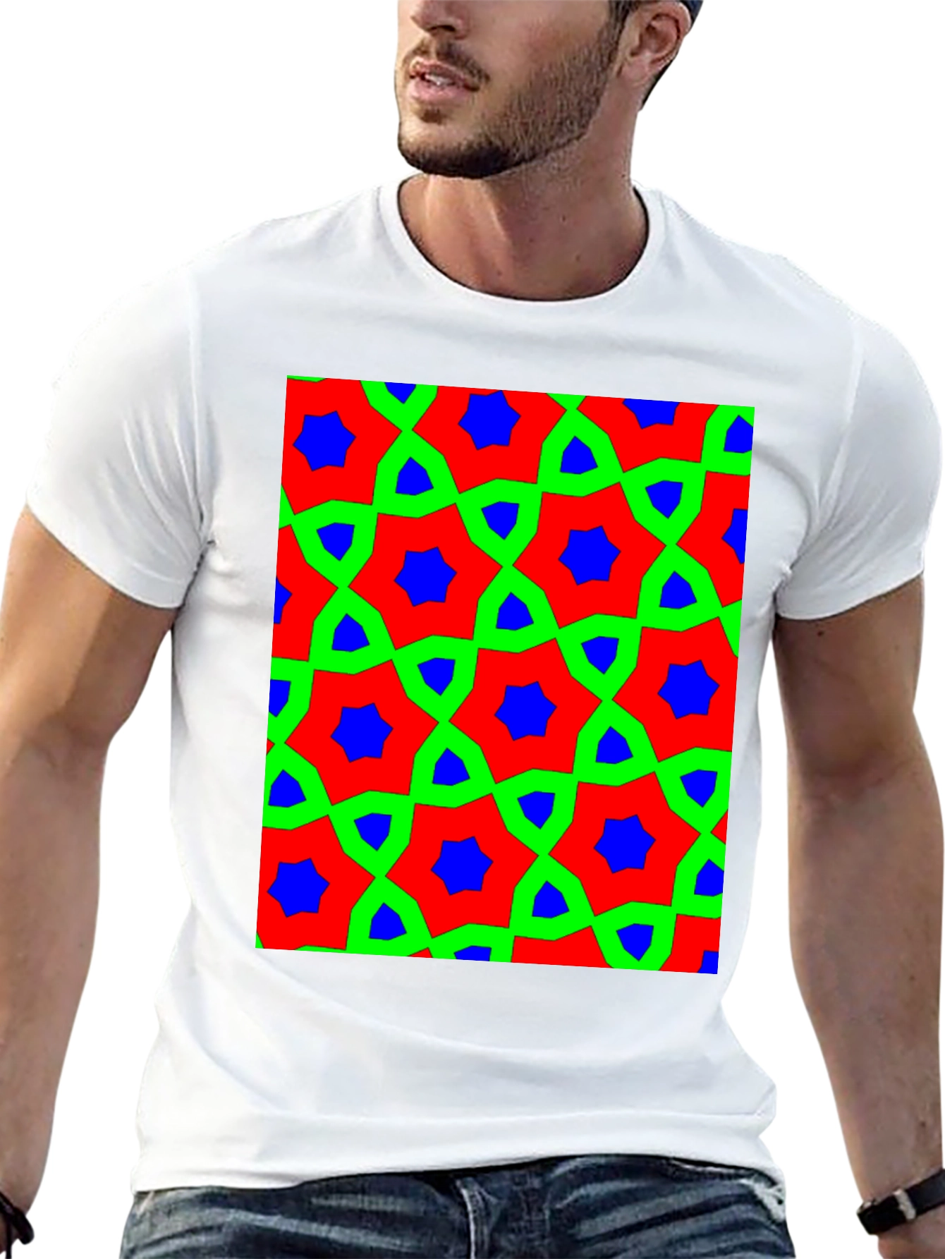 Geometric Pattern Tee - Bold Colors Unique Design