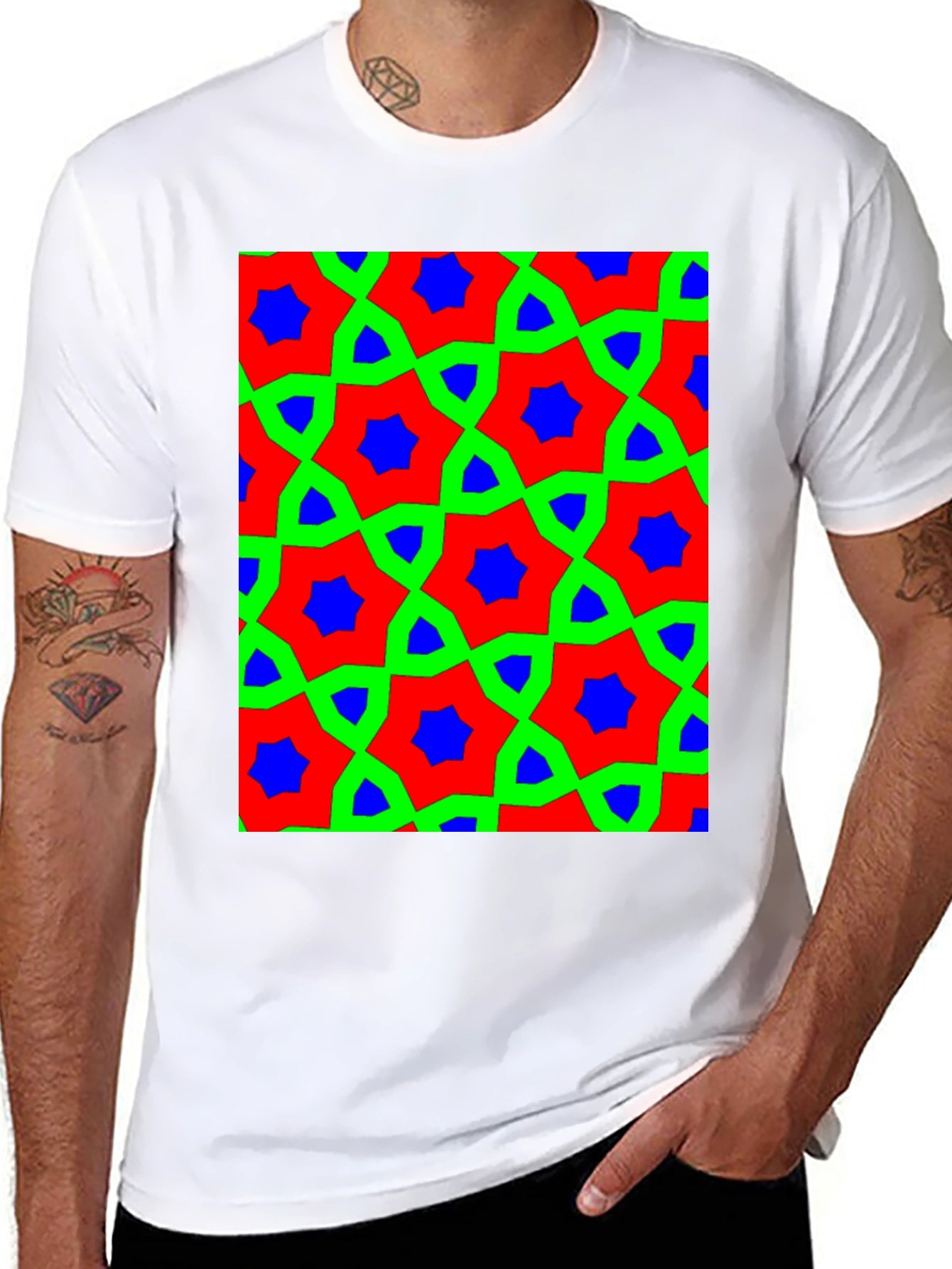Geometric Pattern Tee - Bold Colors Unique Design