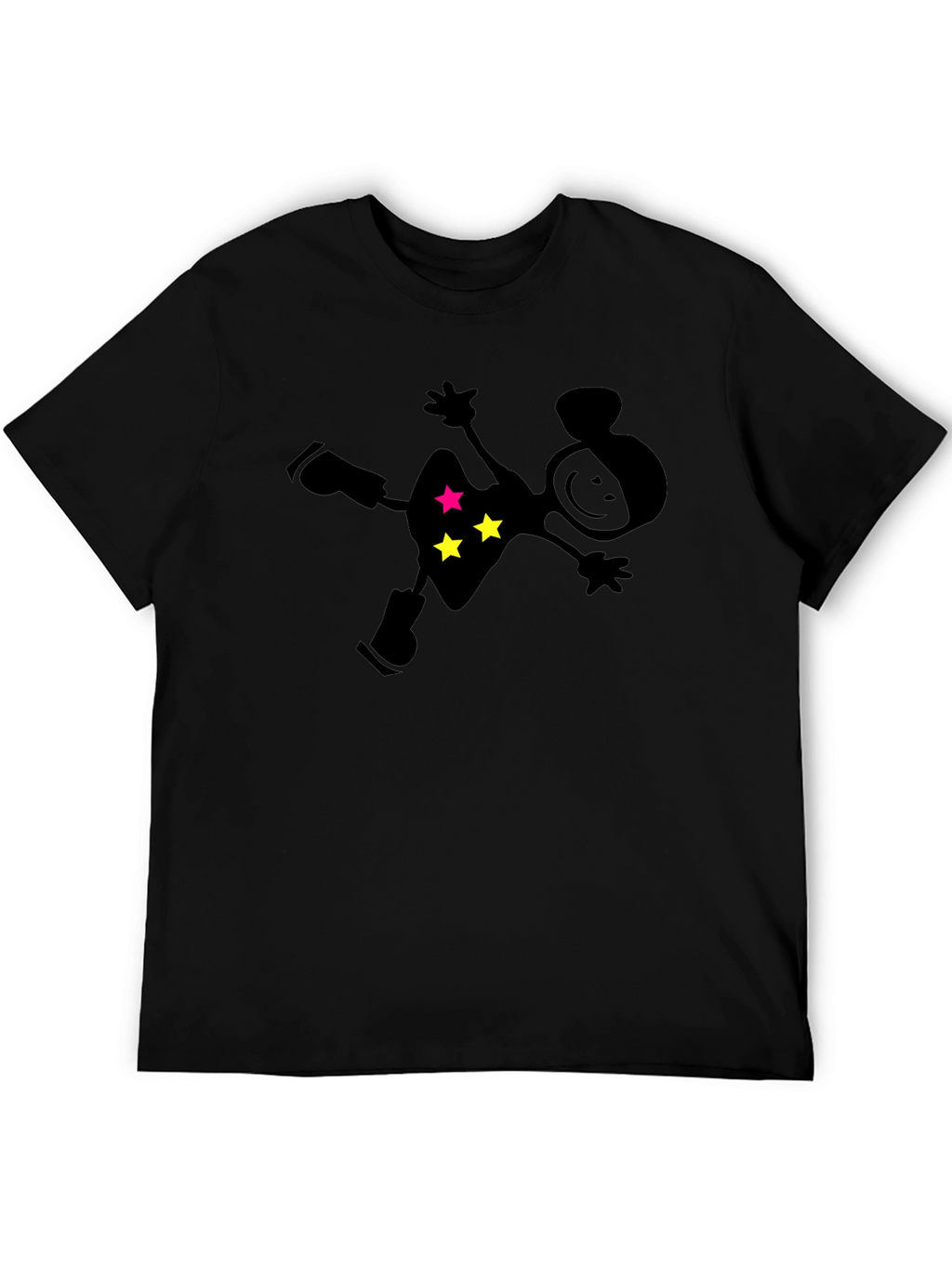 Novelty Stick Figure Star Black T-Shirt