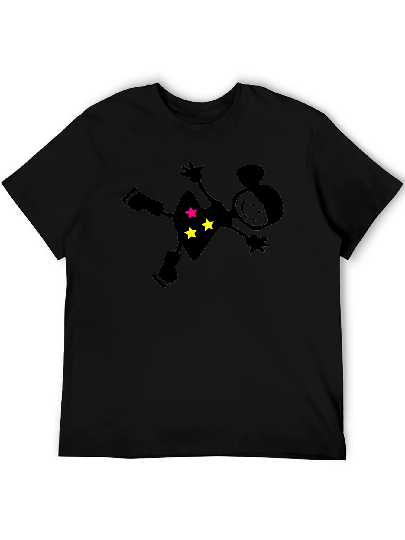 Novelty Stick Figure Star Black T-Shirt