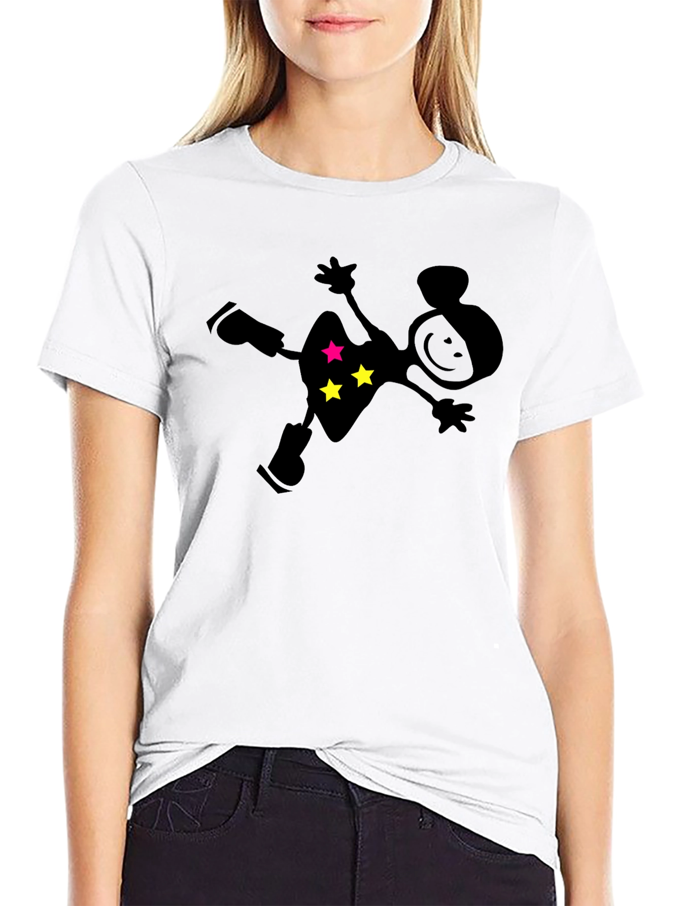 Novelty Stick Figure Star Black T-Shirt
