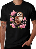 Owl & Cherry Blossom Graphic Tee