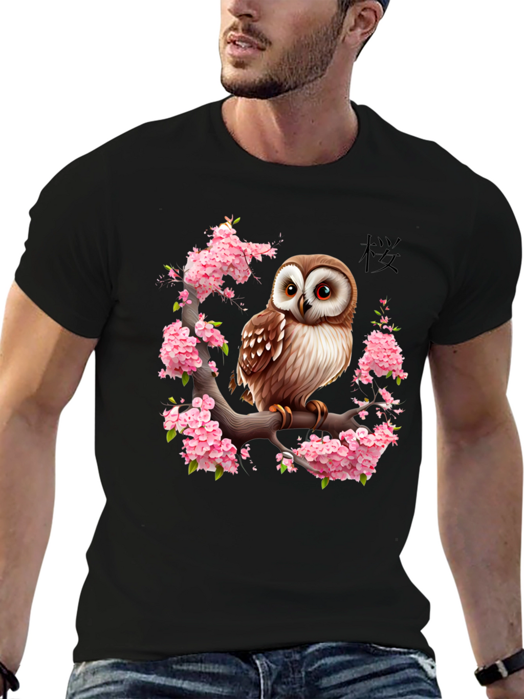 Owl & Cherry Blossom Graphic Tee