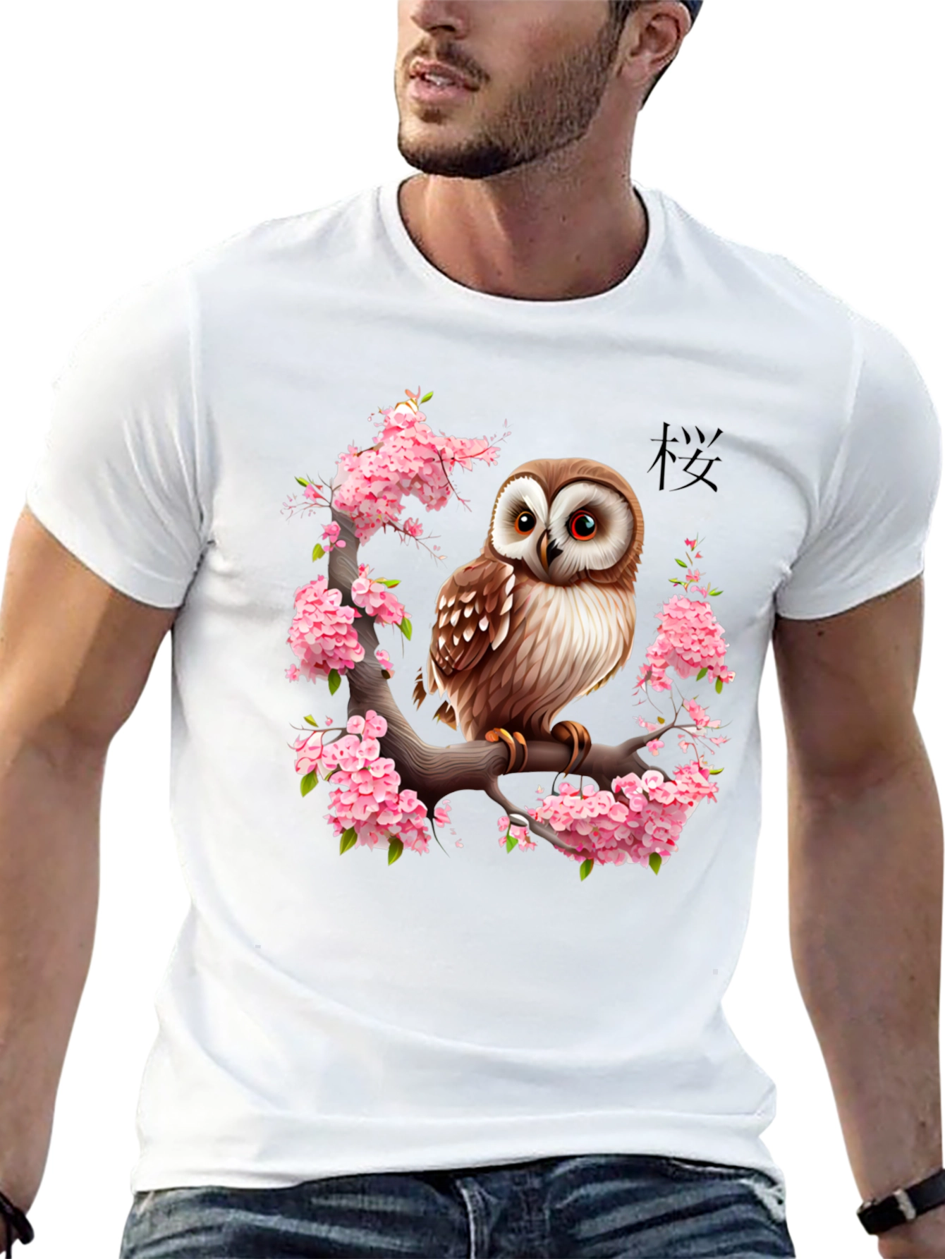 Owl & Cherry Blossom Graphic Tee