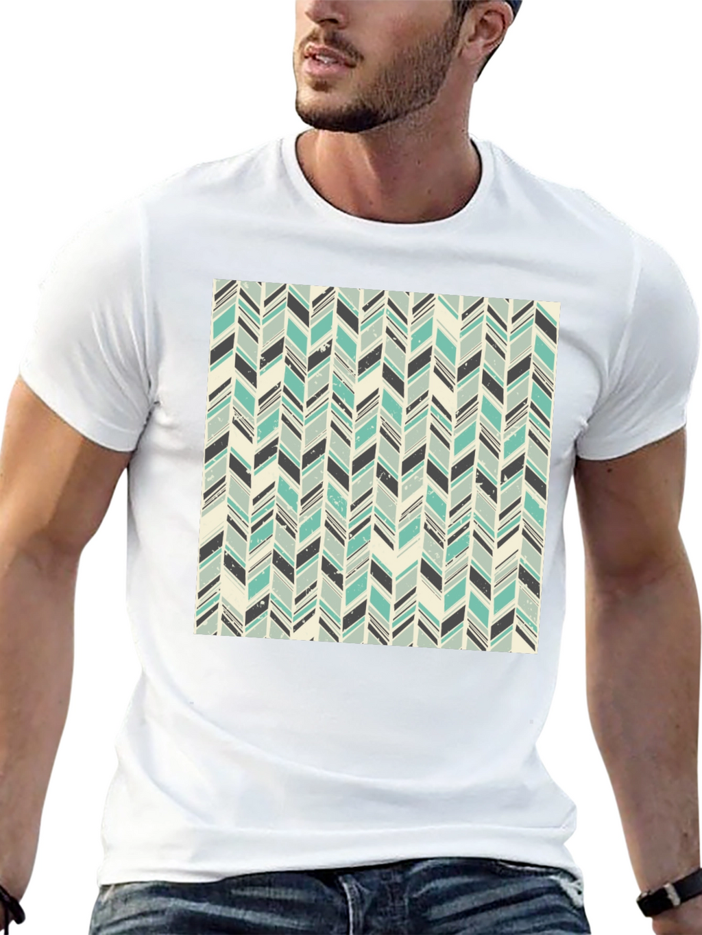 Herringbone Pattern T-Shirt - Stylish Casual Tee
